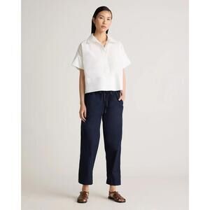 Quince NWT Size L Women’s Poplin Cotton Navy Blue Minimalist Pull-On Pant